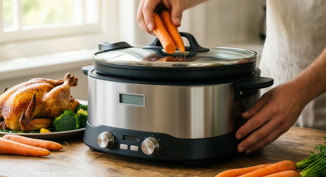 intignis premium frying pan with lid — lifestyle photo showing INTIGNIS Premium Frying Pan in use