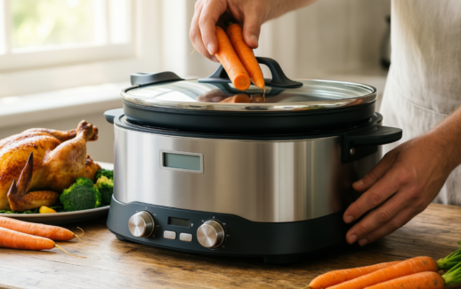 intignis premium frying pan with lid — lifestyle photo showing INTIGNIS Premium Frying Pan in use