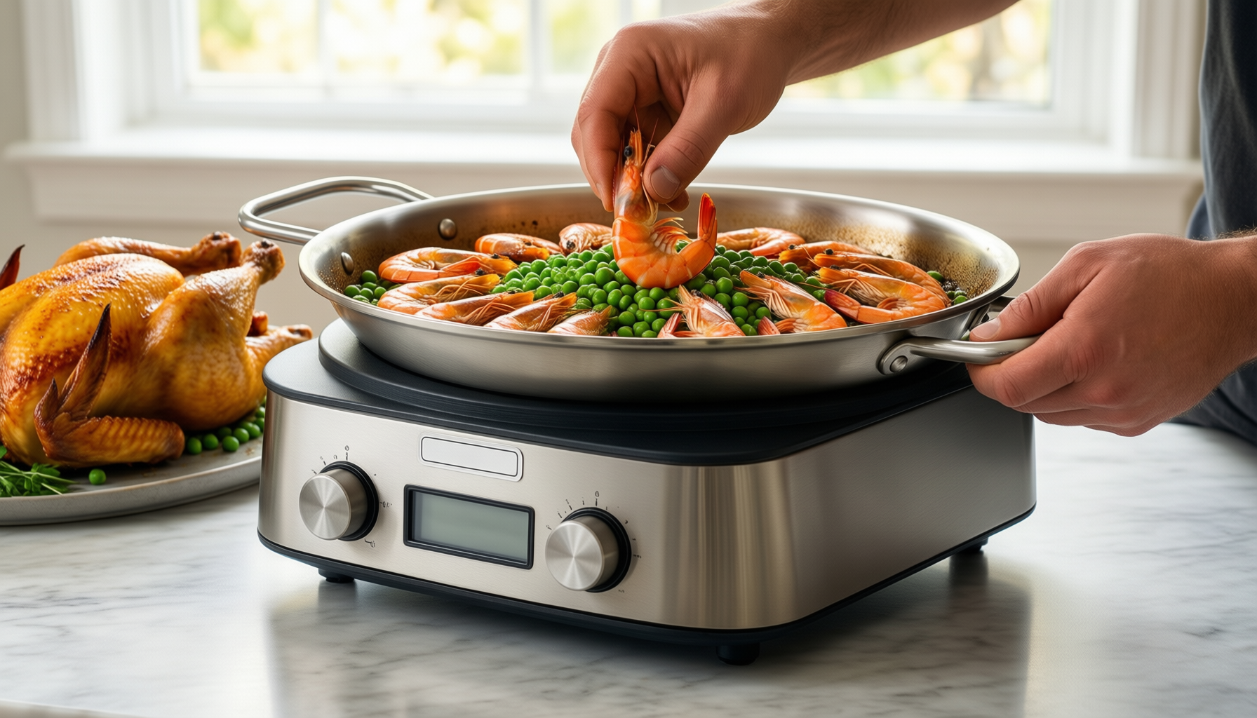 intignis paella pan 32cm — lifestyle photo showing INTIGNIS Paella Pan & in use