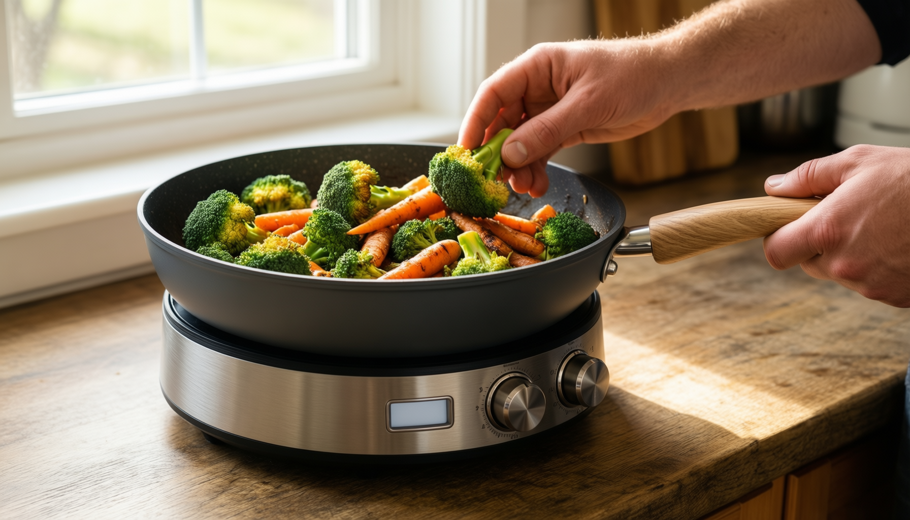 kordisen nonstick deep frying pan — lifestyle photo showing Kordisen Nonstick Deep Frying in use