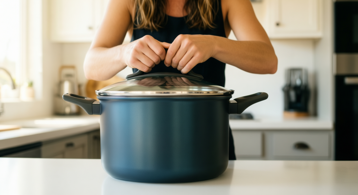 sensarte 17 piece nonstick cookware set — lifestyle photo showing SENSARTE 17 Piece Nonstick in use