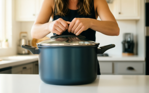 sensarte 17 piece nonstick cookware set — lifestyle photo showing SENSARTE 17 Piece Nonstick in use