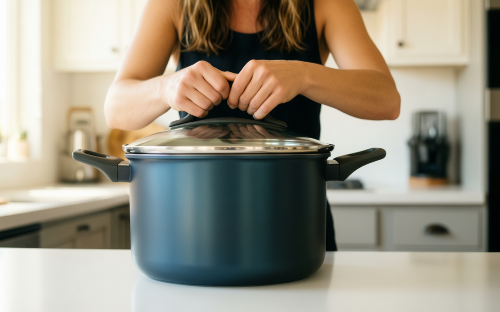 sensarte 17 piece nonstick cookware set — lifestyle photo showing SENSARTE 17 Piece Nonstick in use