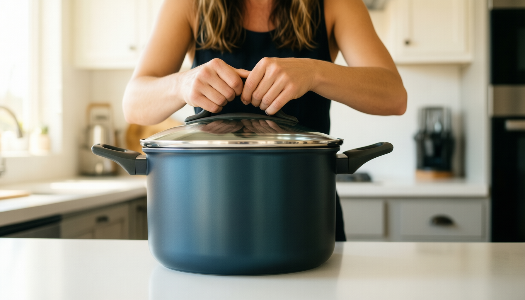 sensarte 17 piece nonstick cookware set — lifestyle photo showing SENSARTE 17 Piece Nonstick in use