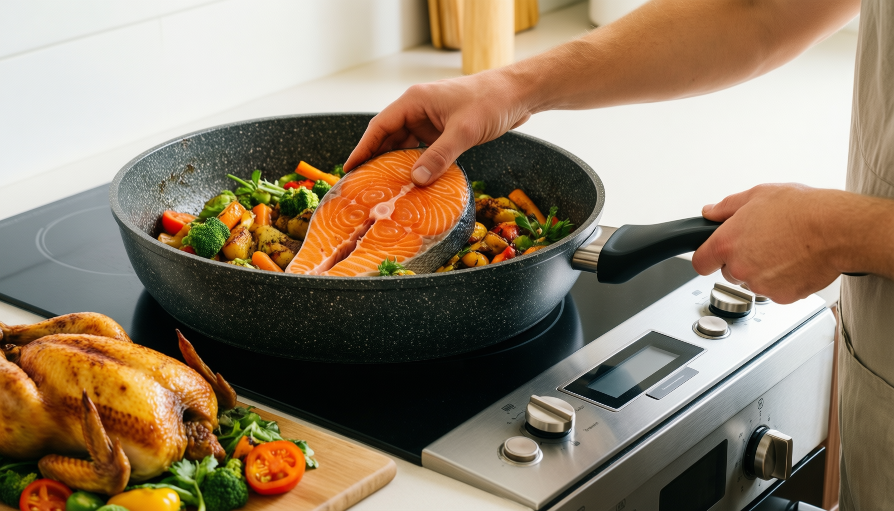 kordisen granite frying pan — lifestyle photo showing Kordisen Non Stick Frying in use