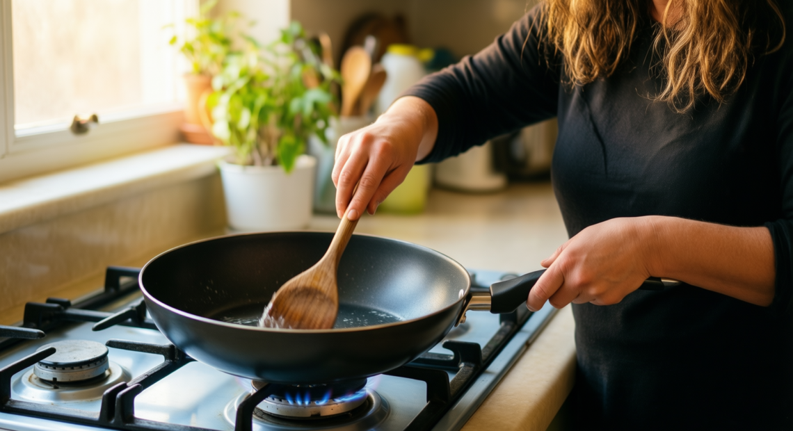 tefal kadai curry pan 26cm — lifestyle photo showing Tefal Kadai Curry 26cm in use