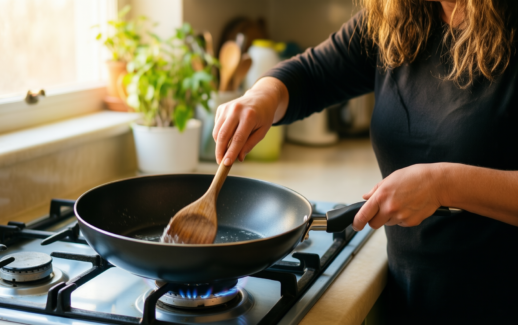 tefal kadai curry pan 26cm — lifestyle photo showing Tefal Kadai Curry 26cm in use
