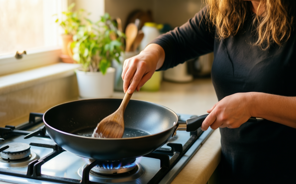 tefal kadai curry pan 26cm — lifestyle photo showing Tefal Kadai Curry 26cm in use