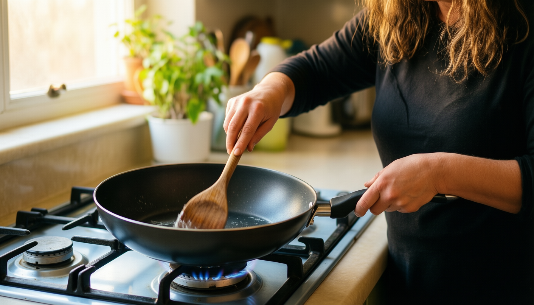 tefal kadai curry pan 26cm — lifestyle photo showing Tefal Kadai Curry 26cm in use