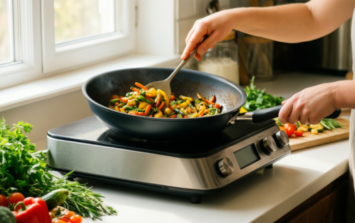 tefal renew on ceramic non-stick frying — lifestyle photo showing Tefal Renew On, Ceramic in use