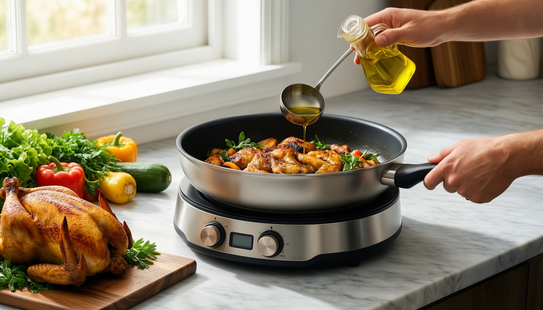 28cm ceramic nonstick deep frying pan — lifestyle photo showing 28cm Ceramic Nonstick Deep in use