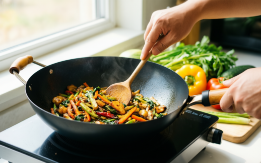 greenpan torino wok — lifestyle photo showing GreenPan Torino Healthy Ceramic in use