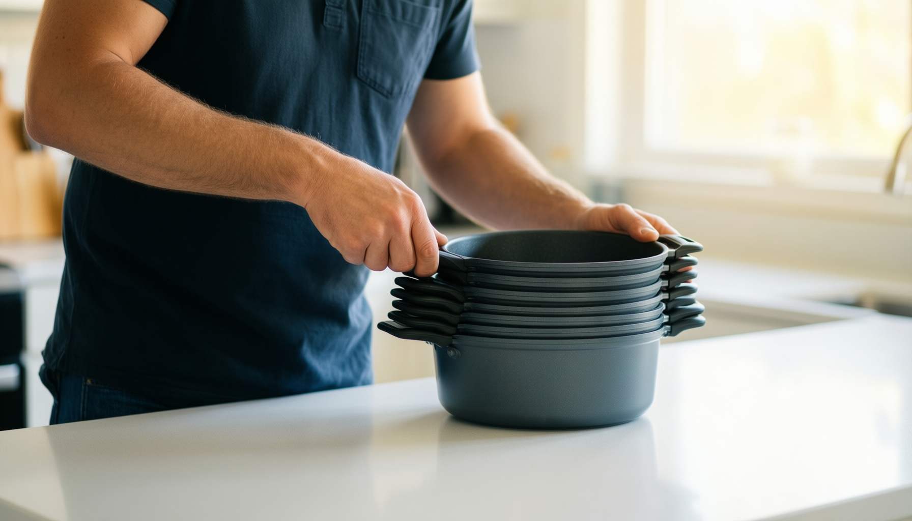 tefal ingenio preference on 13 piece — lifestyle photo showing Tefal Ingenio Preference ON in use