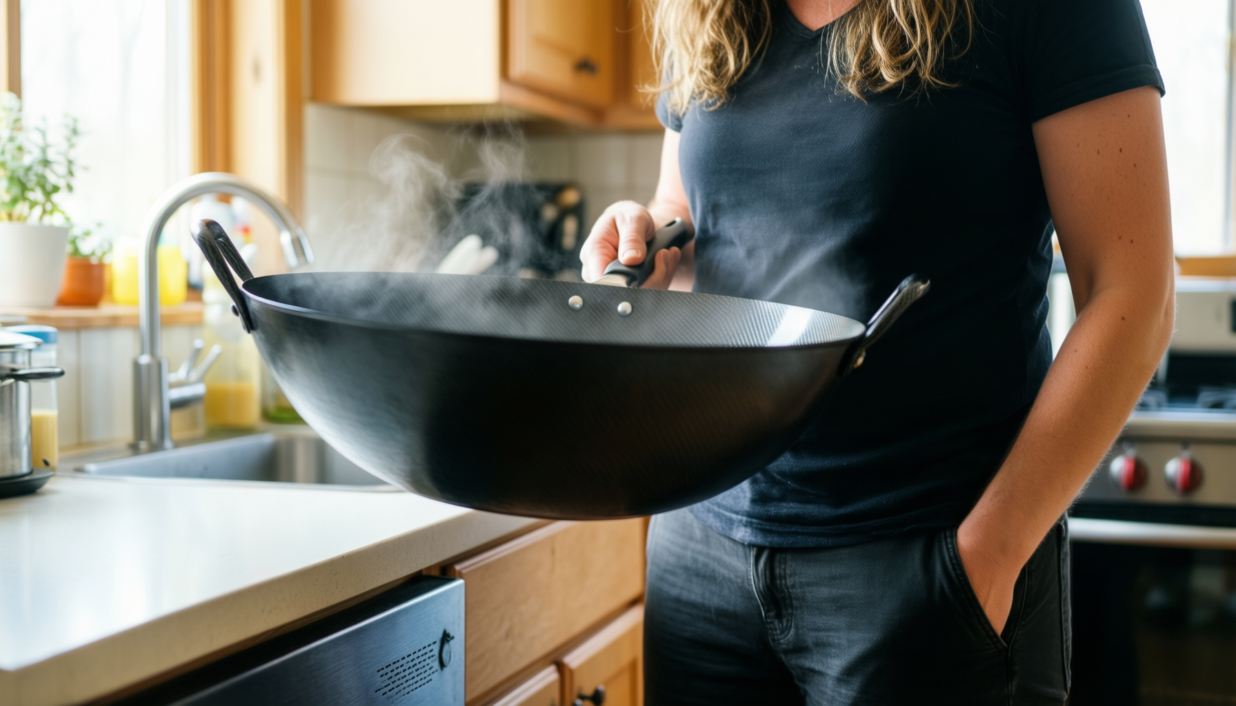 ken hom wok set — lifestyle photo showing Ken Hom Wok Set in use